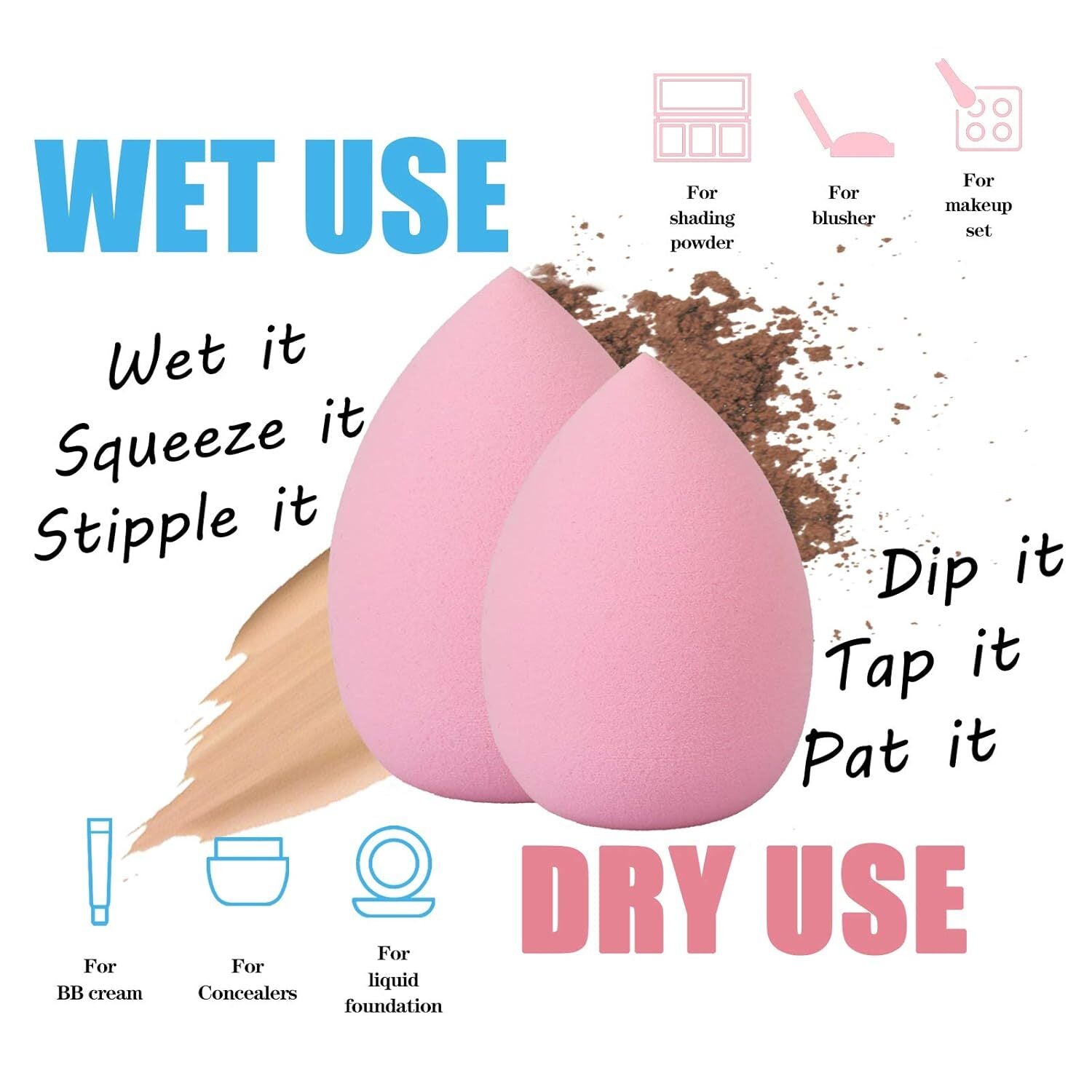 Sponge Blender Beauty Sponge Set 12Pcs and Beauty Foundation Sponge