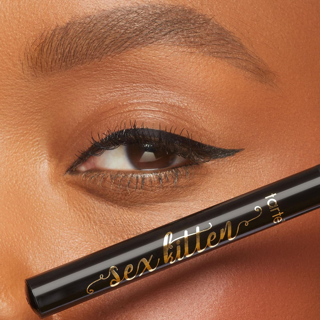 Tarte Sex Kitten Liquid Liner – Liquid Eyeliner Pen with Castor Oil for Bold, Nourished Lashes, Waterproof, All-Day Wear, Easy to Apply, Vegan & Cruelty-Free, Full Size, Black